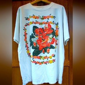 Single Stich Floral Graphic TSHIRT w/Puffy Paint Outlining